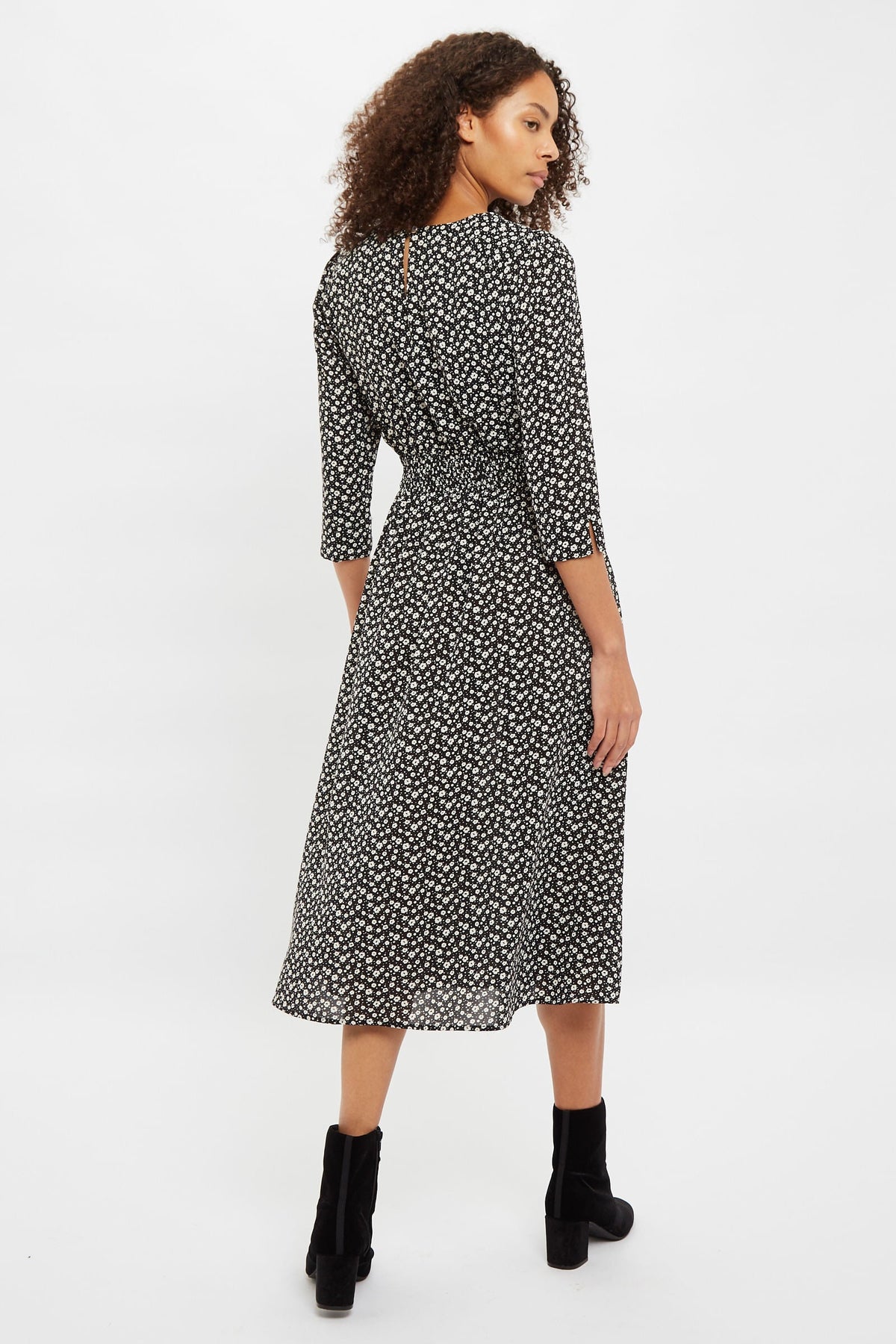 Louche Birte Flower Spot Print Long Sleeve Midi Dress 10