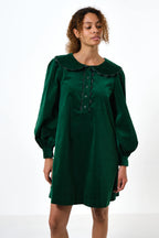 Bonny Baby cord Long Sleeve Mini Dress - Dark Green