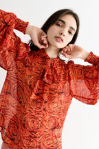 Boo Rosechild Tie Neck Blouse – Apricot