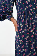 Bricia Naïve Posy Print Tiered Midi Dress - Navy