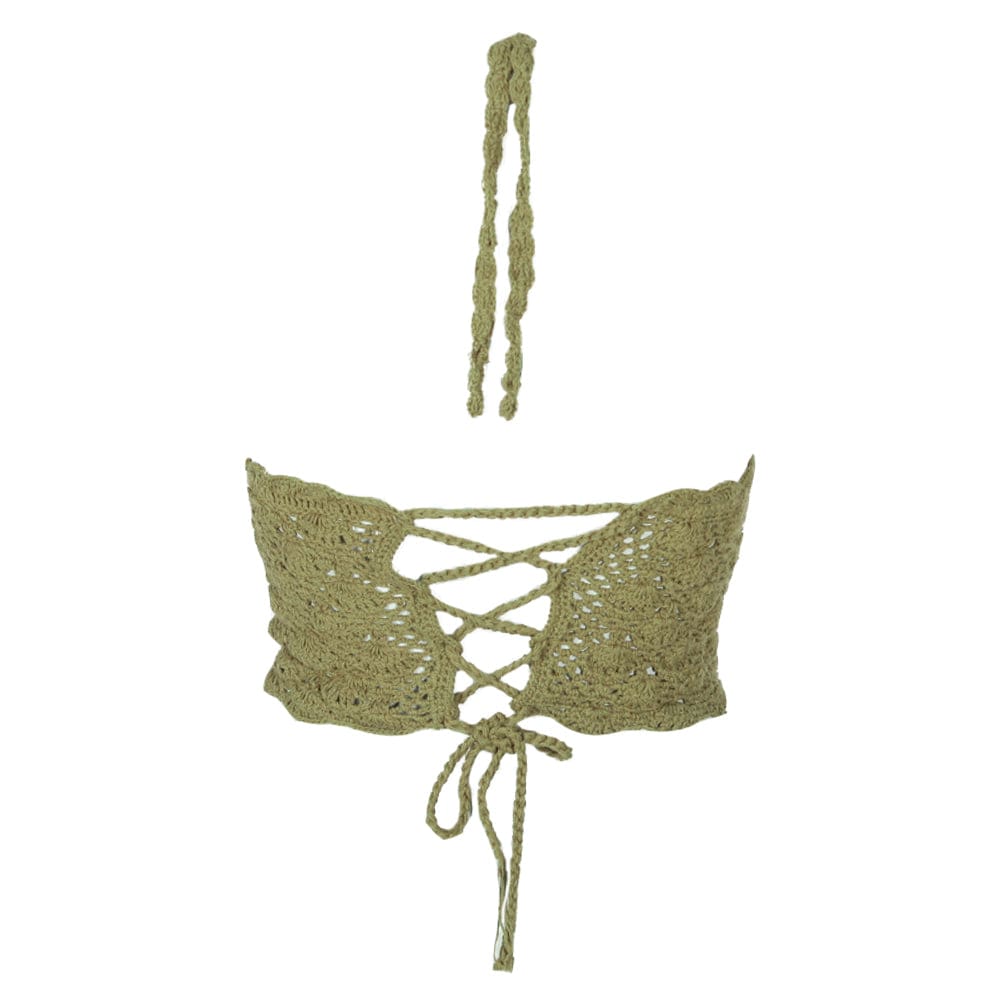Hippy Lace Up Crochet Halter Top