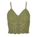 Hippy Lace Up Crochet Halter Top Green
