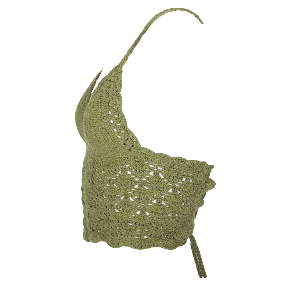 Hippy Lace Up Crochet Halter Top