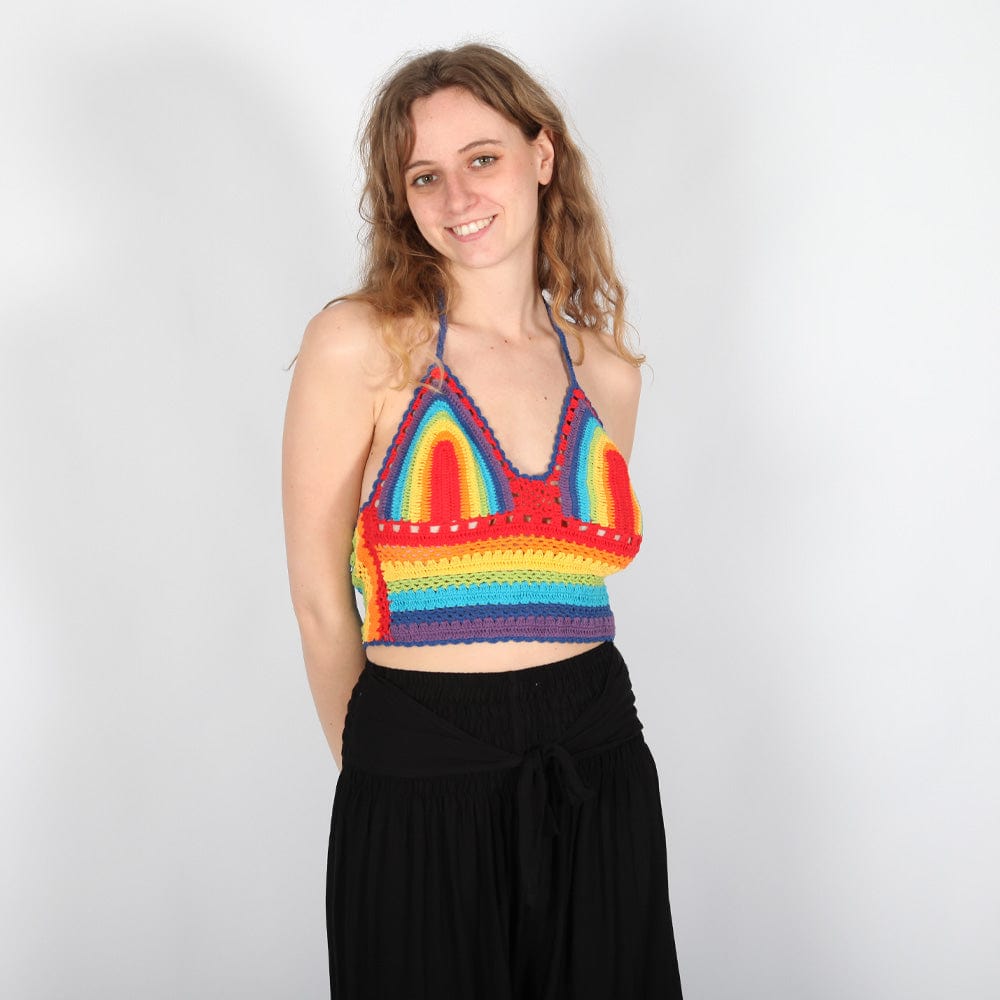 Hippy Rainbow Crochet Halter Top