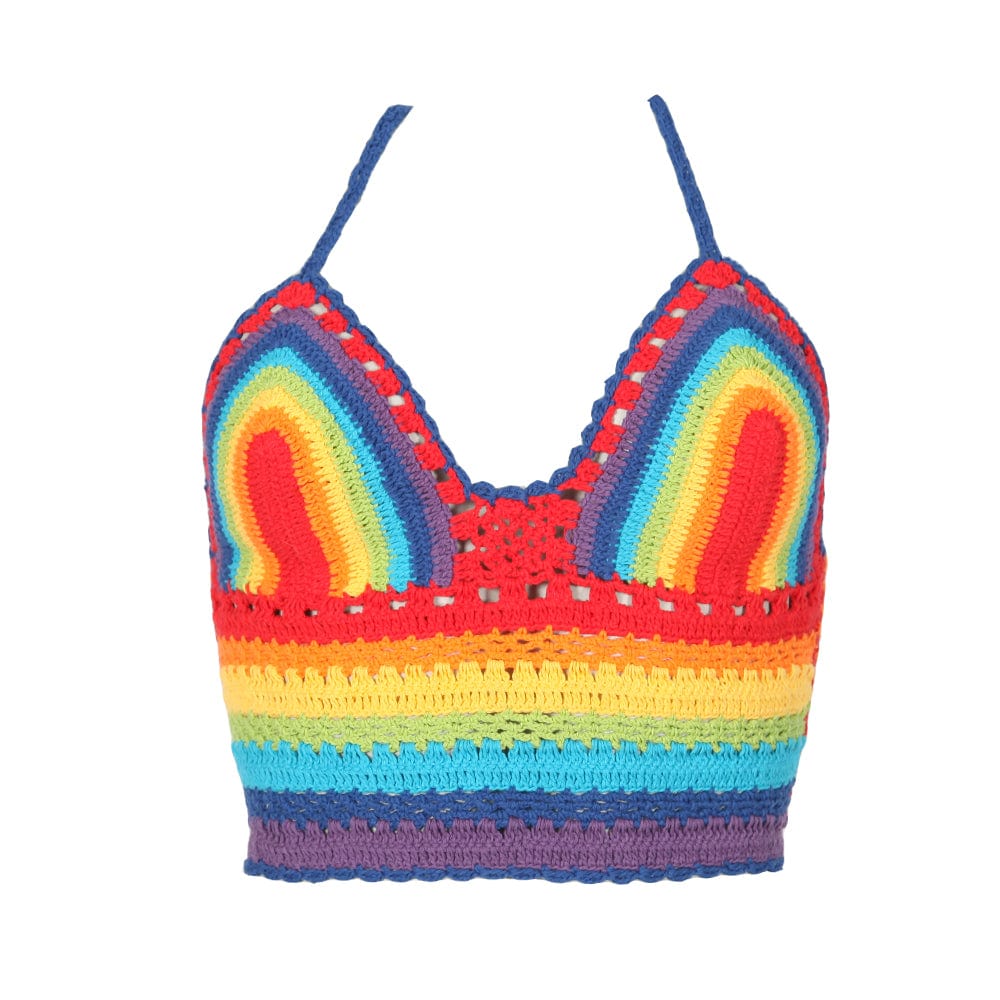 Hippy Rainbow Crochet Halter Top