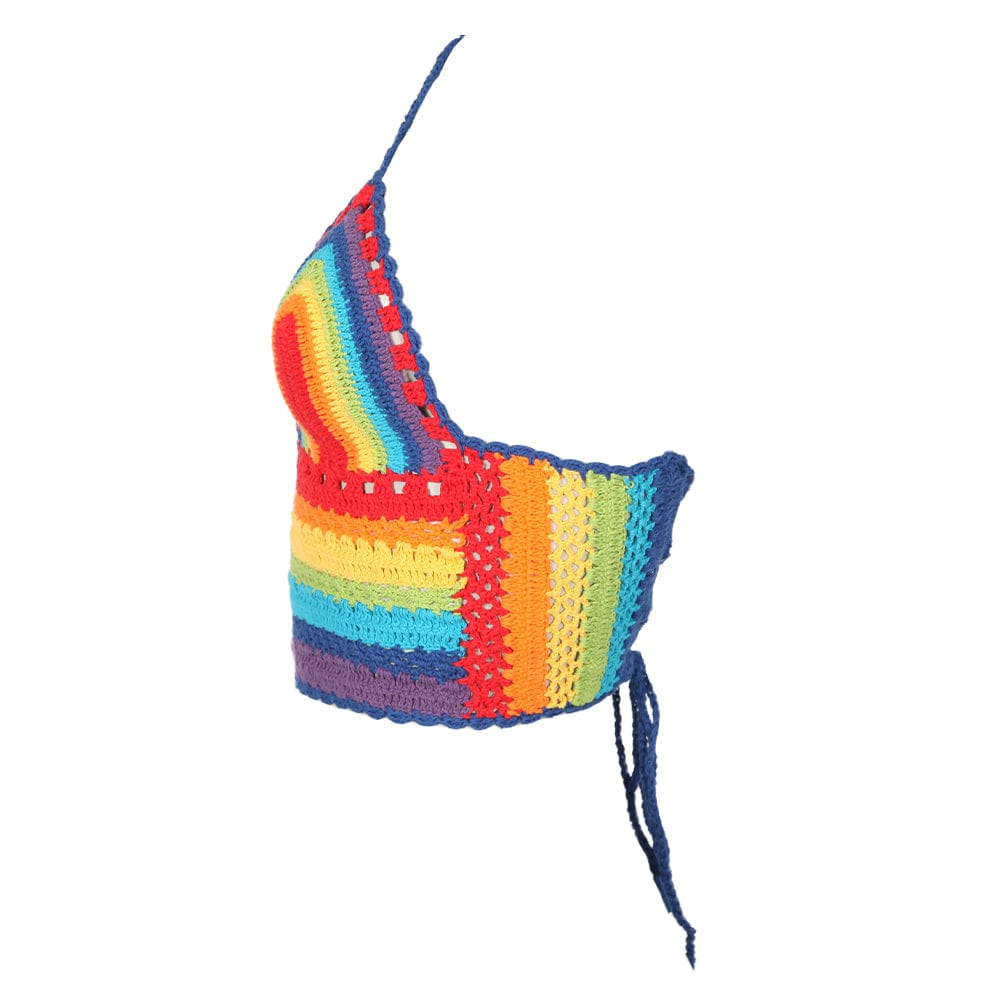 Hippy Rainbow Crochet Halter Top