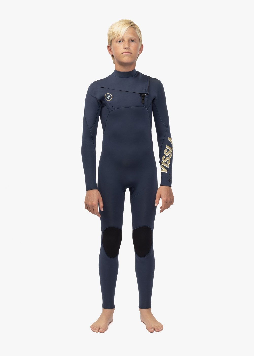 Vissla 7 Seas boys 3-2 full chest zip wetsuit Dark Slate