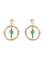 Casey Cactus Hoop Gold Earrings