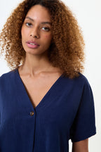 Cloe Linen Mix Waistcoat Top - Navy