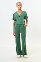 Hilton Linen Mix Shorts - Green