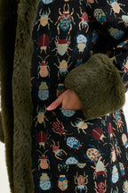 Delphia Beetlejuice Jacquard Fur Trim Coat – Multicoloured