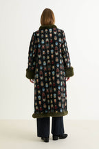 Delphia Beetlejuice Jacquard Fur Trim Coat – Multicoloured