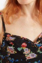 Louche Dina Carpathian Florals Print Asymmetric Strappy Midi Dress