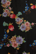 Louche Daphne Carpathian Florals Print Shirred Cuff Tie Waist Mini Dress