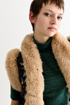 Dominica Butterfly Ball Jacquard Faux Fur Trimmed Waistcoat – Multicoloured