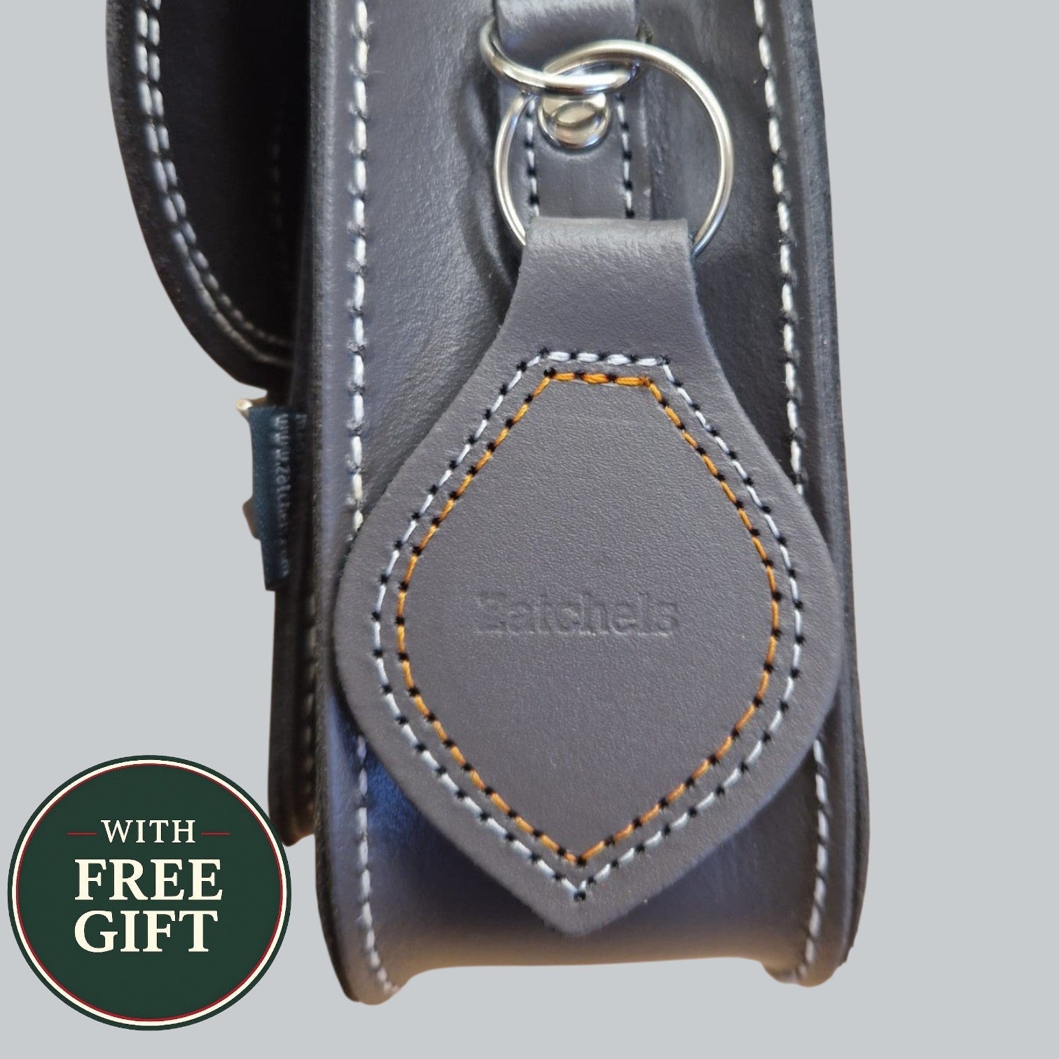 Leather Midi Satchel - Double Stitch - Graphite