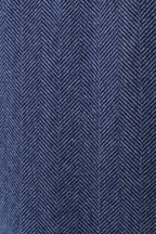 Dryden Herringbone Fur Collared Coat - Blue