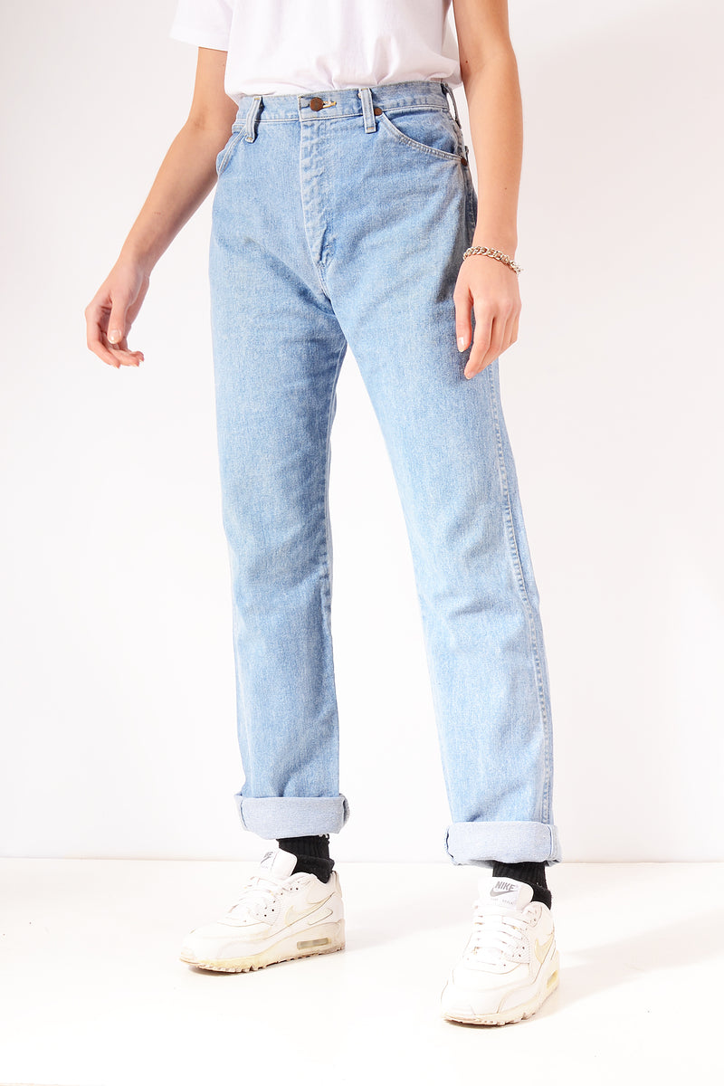 Vintage Wrangler Straight/Tapered Mom Jeans Light Blue