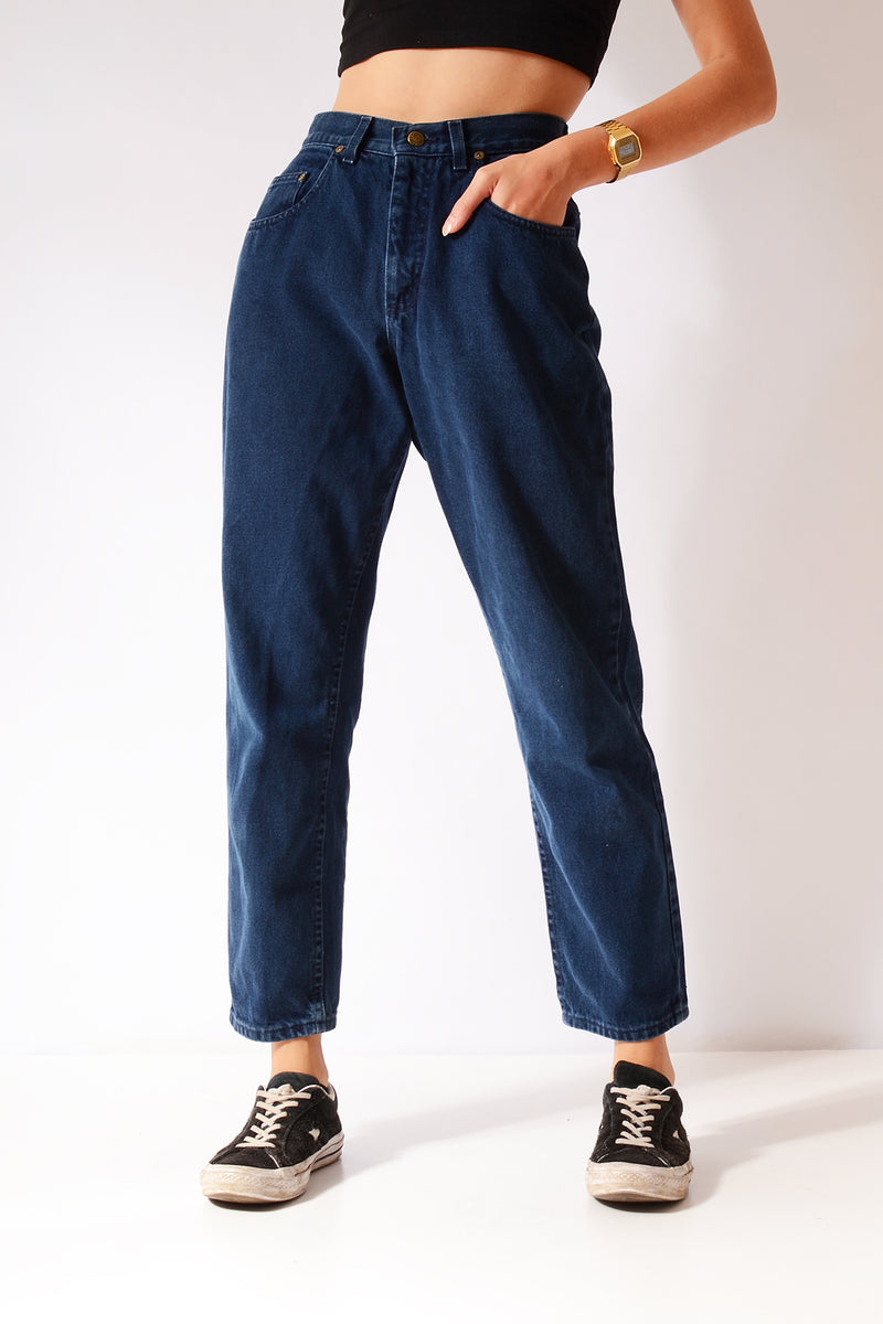 Vintage Lee Straight/Tapered Mom Jeans Dark Blue