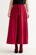 Dixie Spot Print Bubble Hem Midi Skirt - Wine