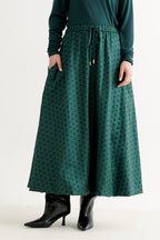 Dixie Spot Print Bubble Hem Midi Skirt - Forest Green
