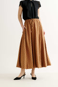 Dixie Spot Print Bubble Hem Midi Skirt - Toffee
