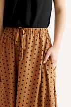 Dixie Spot Print Bubble Hem Midi Skirt - Toffee