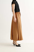 Dixie Spot Print Bubble Hem Midi Skirt - Toffee