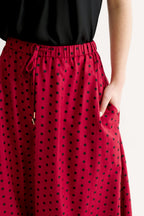 Dixie Spot Print Bubble Hem Midi Skirt - Wine