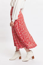 Louche Edie Daisy Dancer Midi Skirt - Red