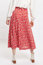 Louche Edie Daisy Dancer Midi Skirt - Red