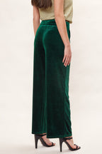 Elina Velvet Straight Leg Trouser - Green