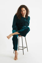 Elina Velvet Straight Leg Trouser Petrol