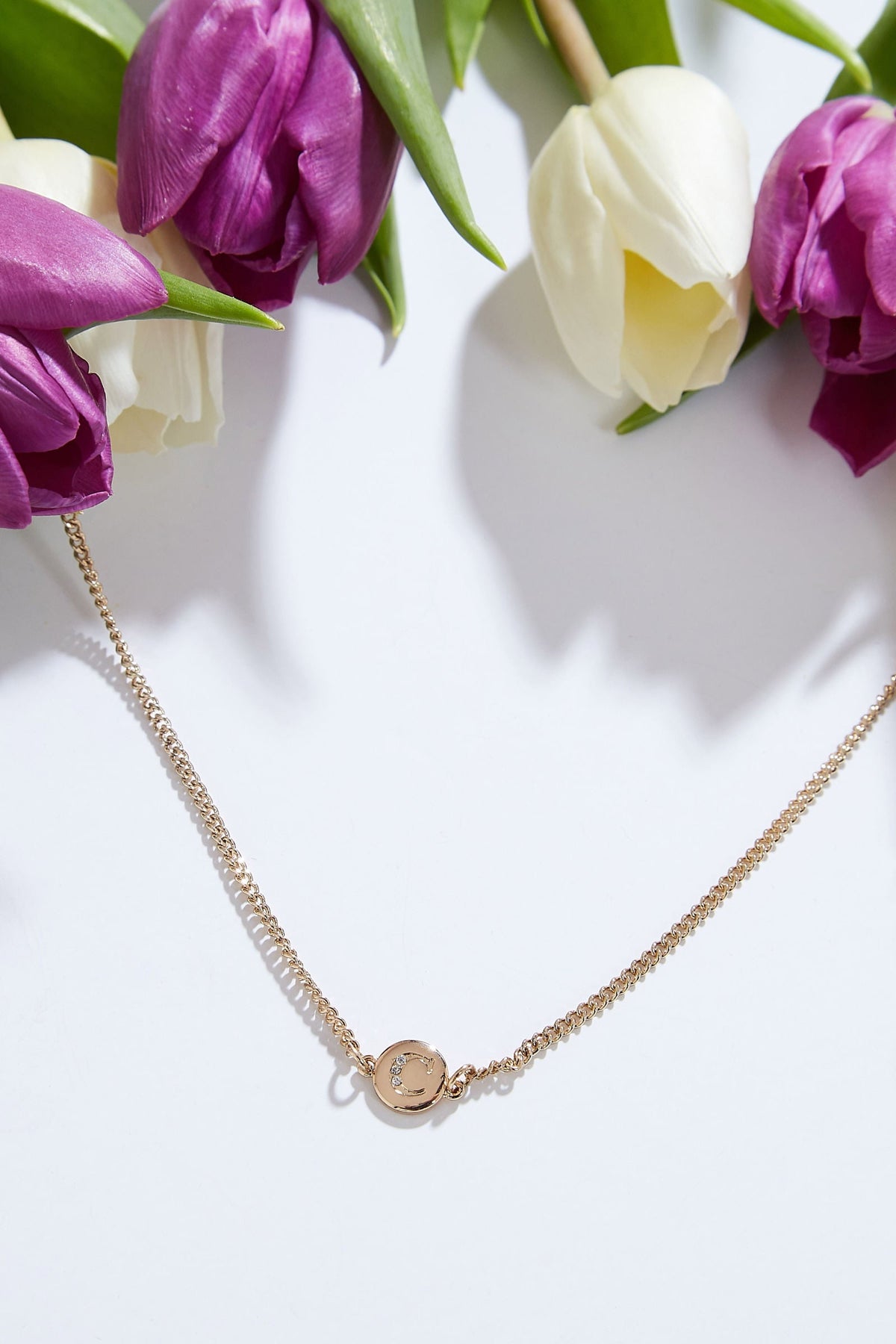 Louche Letter Disc Necklace Gold C Gold