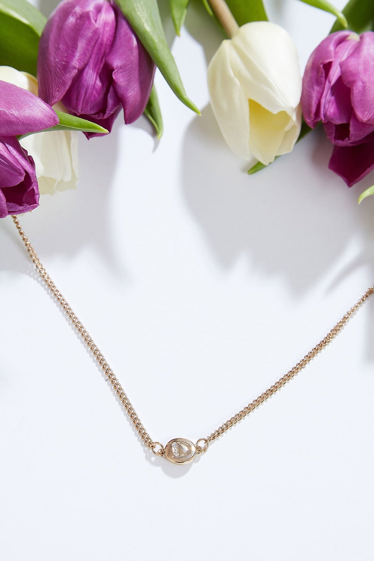 Louche Letter Disc Necklace Gold D Gold