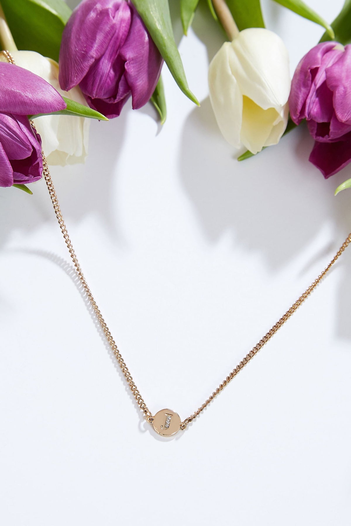 Louche Letter Disc Necklace Gold J Gold
