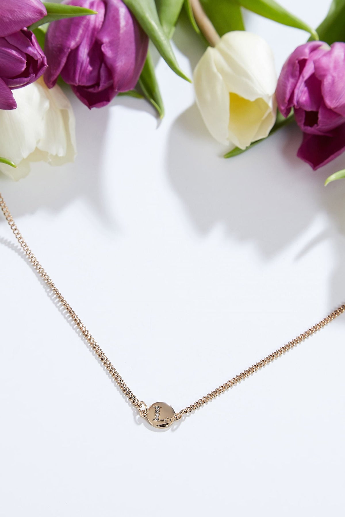 Louche Letter Disc Necklace Gold L Gold