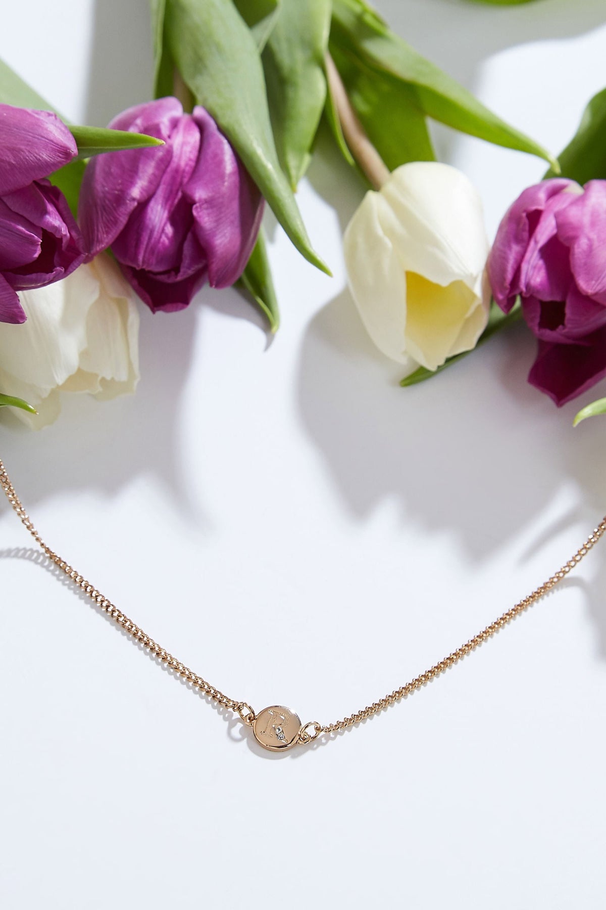 Louche Letter Disc Necklace Gold R Gold