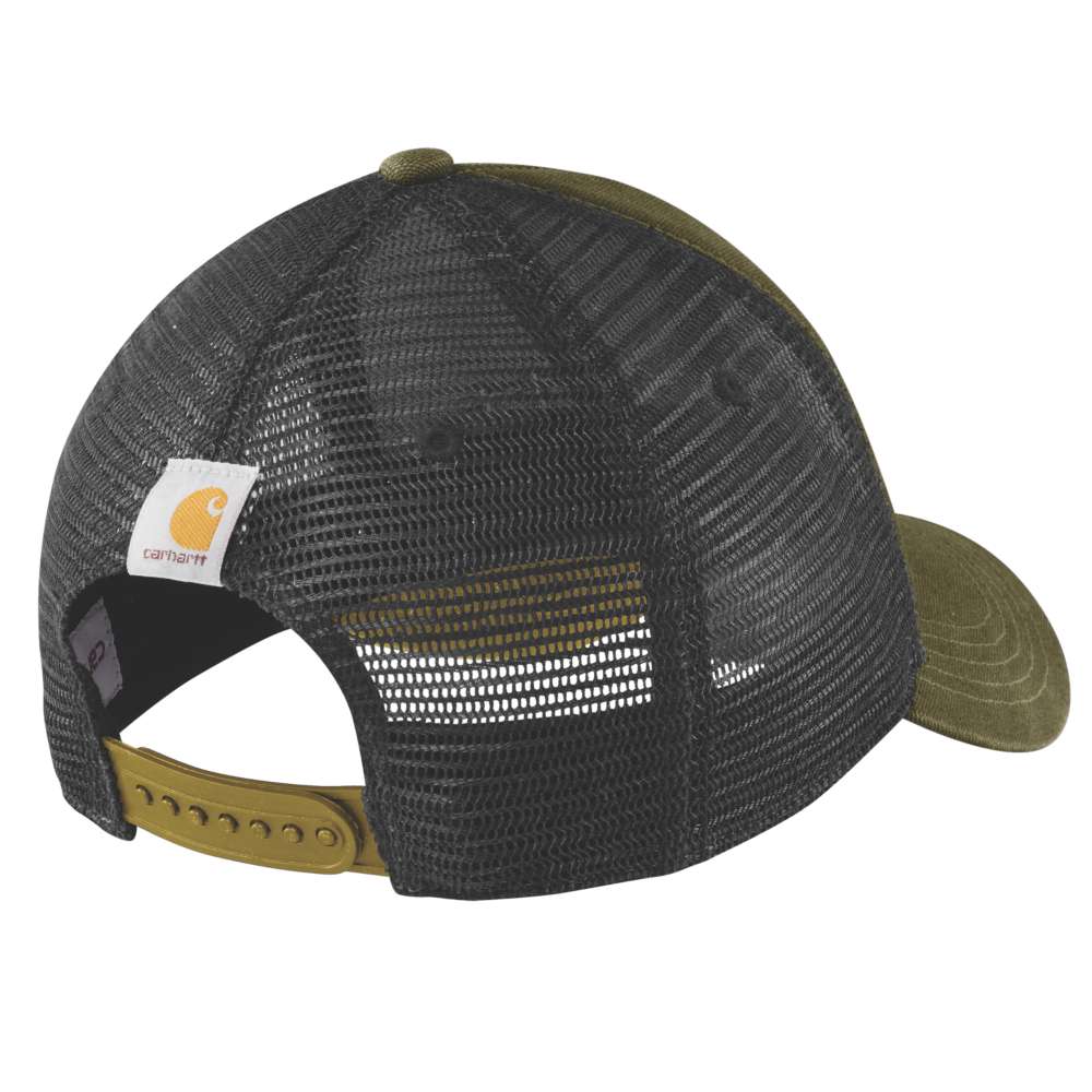 Carhartt Canvas Mesh Back Logo Graphic Cap DARK BRONZED GREEN One Size