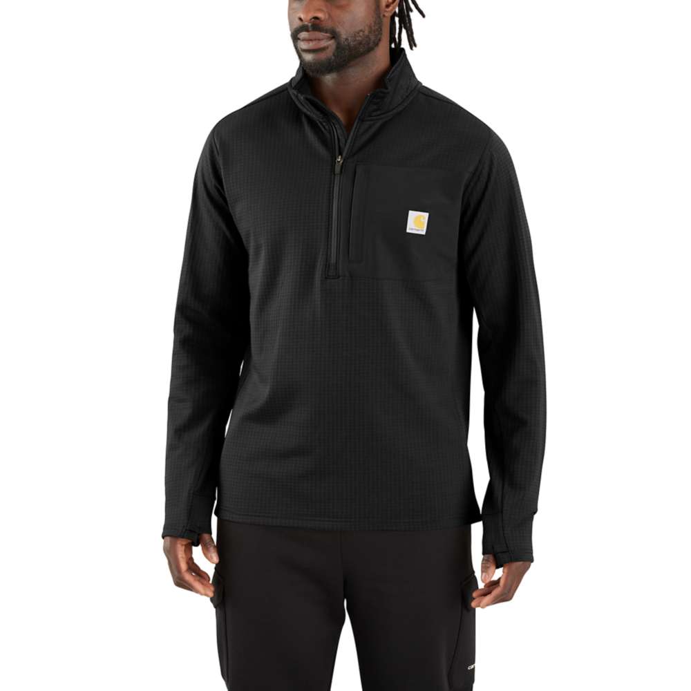 Carhartt Force Relaxed Fit Mock Neck Half-Zip Fleece Sweatshirt Black