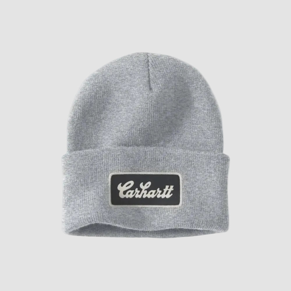 Carhartt Knit Cuffed Script Patch Beanie Heather Gray OS