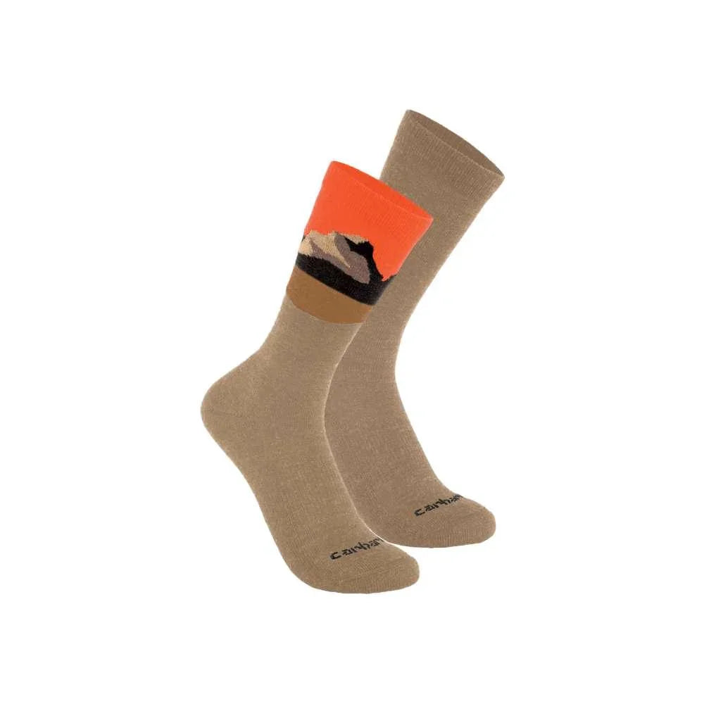 Carhartt SWB Mountain Crew Sock 2 Pack Dark Khaki