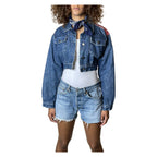 Original Vintage 1980's Denim & Floral Patch Jacket UK 8 - 10