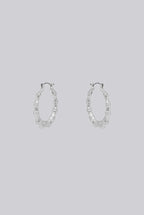 Gedor Matt Silver Bamboo Hoop Earrings