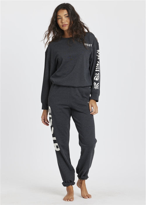 Sisstr Happiness Awaits Crew Fleece Vintage Black S