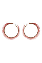 Gigi Pink Feather Hoop Earrings