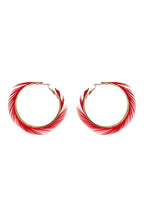 Gigi Red Feather Hoop Earrings