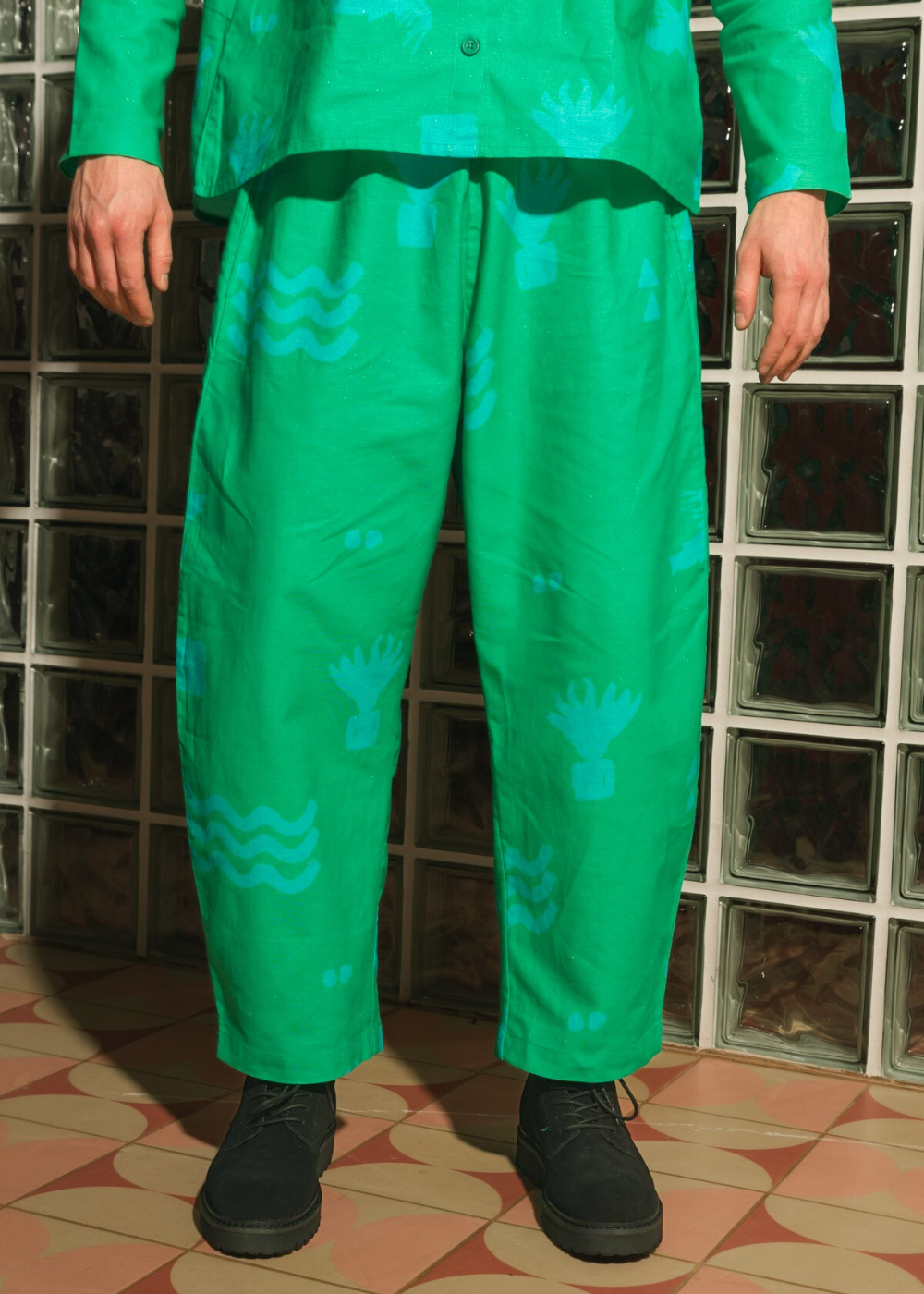 Organic Cotton and Linen Balloon Trousers Meadow Flow