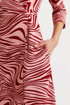 Haden Zebra Pop Print Midi Wrap Dress - Pink
