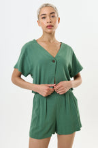 Hilton Linen Mix Shorts - Green